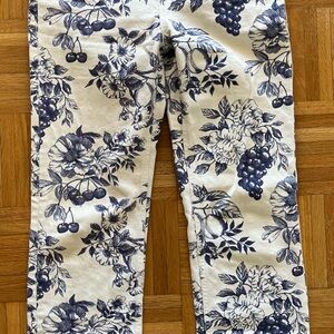 Reformation Blue and White Floral Jeans